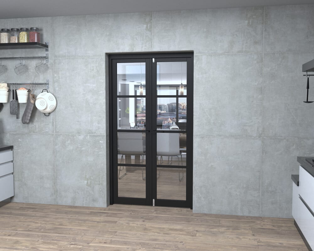 Black Kensington 4L Clear French Door Set 1122mm(W) x 2021mm(H)