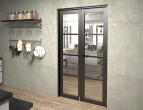 Black Kensington 4L Clear French Door Set 1122mm(W) x 2021mm(H)