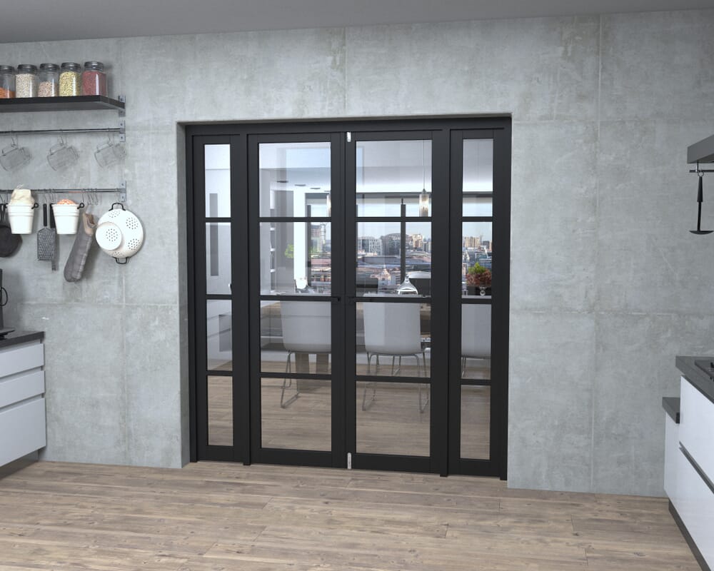 Black Kensington 4L Clear Glass Prefinished French Door Set 1850mm(W) x 2021mm(H)