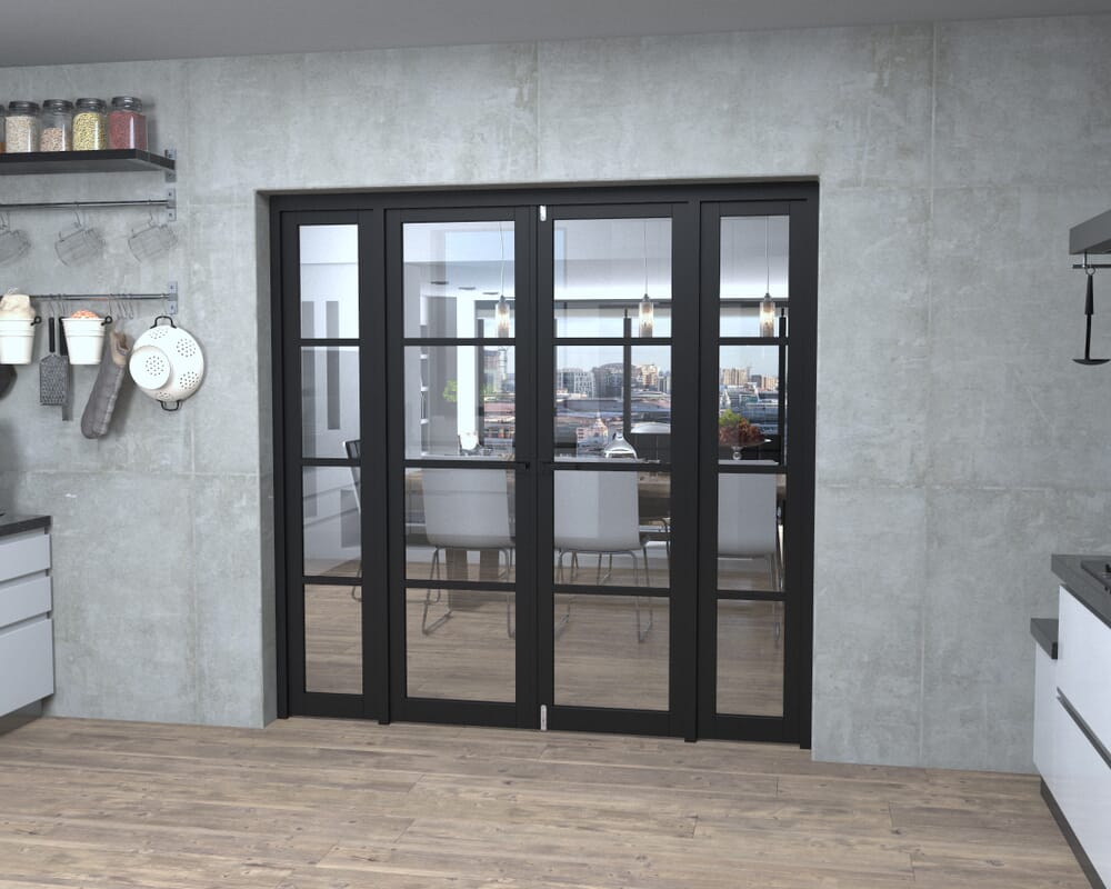 Black Kensington 4L Clear Glass Prefinished French Door Set 2002mm(W) x 2021mm(H)