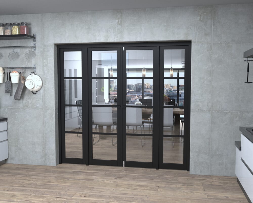 Black Kensington 4L Clear Glass Prefinished French Door Set 2154mm(W) x 2021mm(H)
