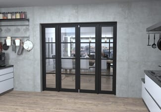 Black Kensington 4L Clear Glass Prefinished French Door Set 2154mm(W) x 2021mm(H)