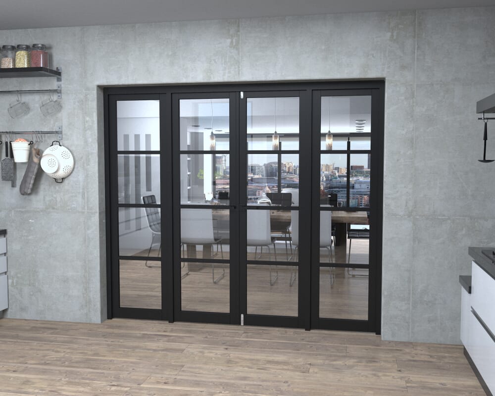 Black Kensington 4L Clear French Door Set 2306mm(W) x 2021mm(H)