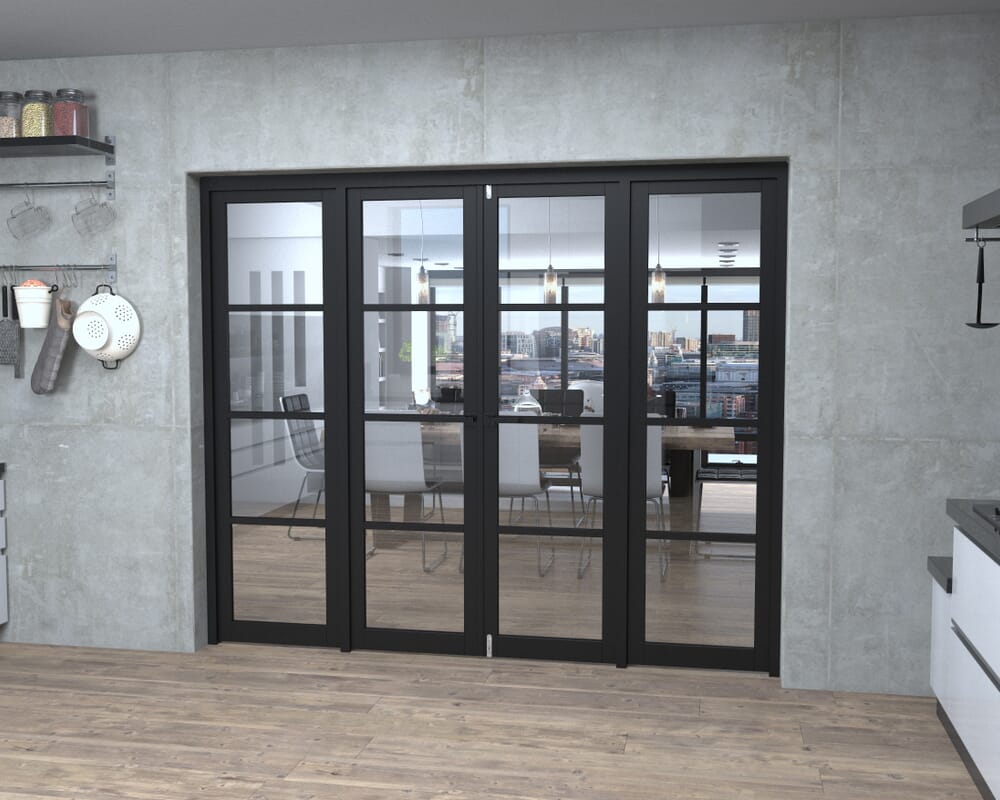 Black Kensington 4L Clear French Door Set 2386mm(W) x 2021mm(H)