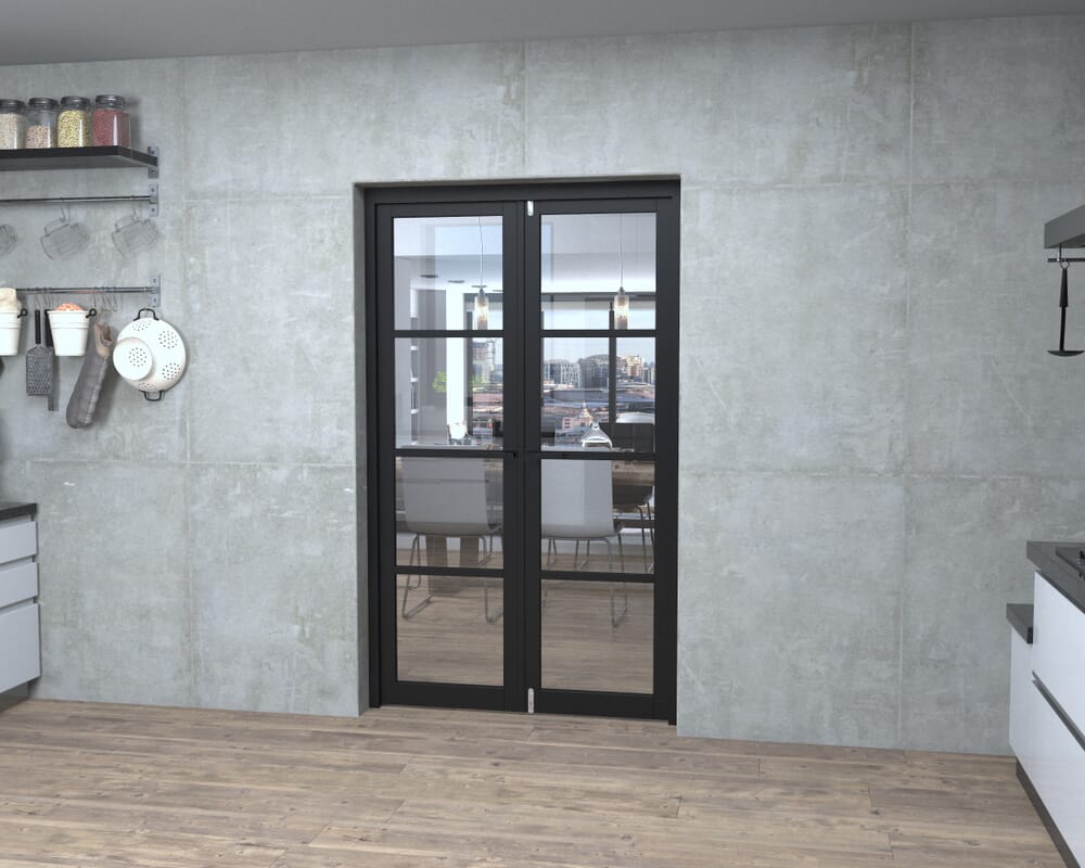 Black Kensington 4L Clear French Door Set 1202mm(W) x 2021mm(H)