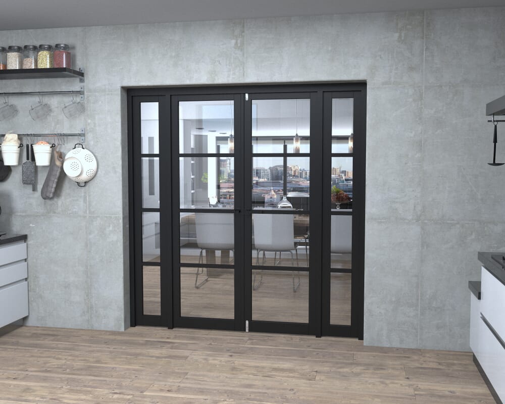 Black Kensington 4L Clear Glass Prefinished French Door Set 1924mm(W) x 2021mm(H)