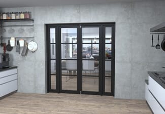 Black Kensington 4L Clear Glass Prefinished French Door Set 1924mm(W) x 2021mm(H)