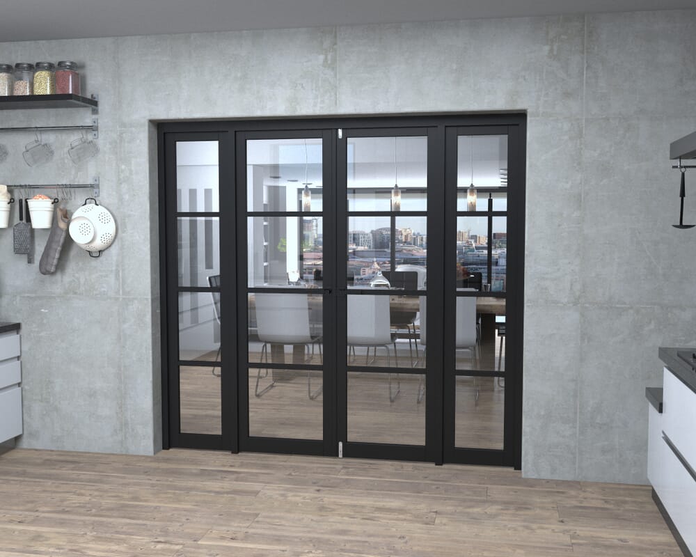 Black Kensington 4L Clear Glass Prefinished French Door Set 2152mm(W) x 2021mm(H)