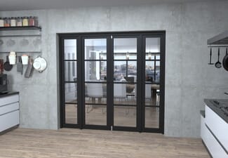 Black Kensington 4L Clear Glass Prefinished French Door Set 2152mm(W) x 2021mm(H)