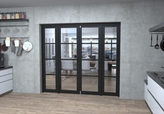 Black Kensington 4L Clear Glass Prefinished French Door Set 2228mm(W) x 2021mm(H)