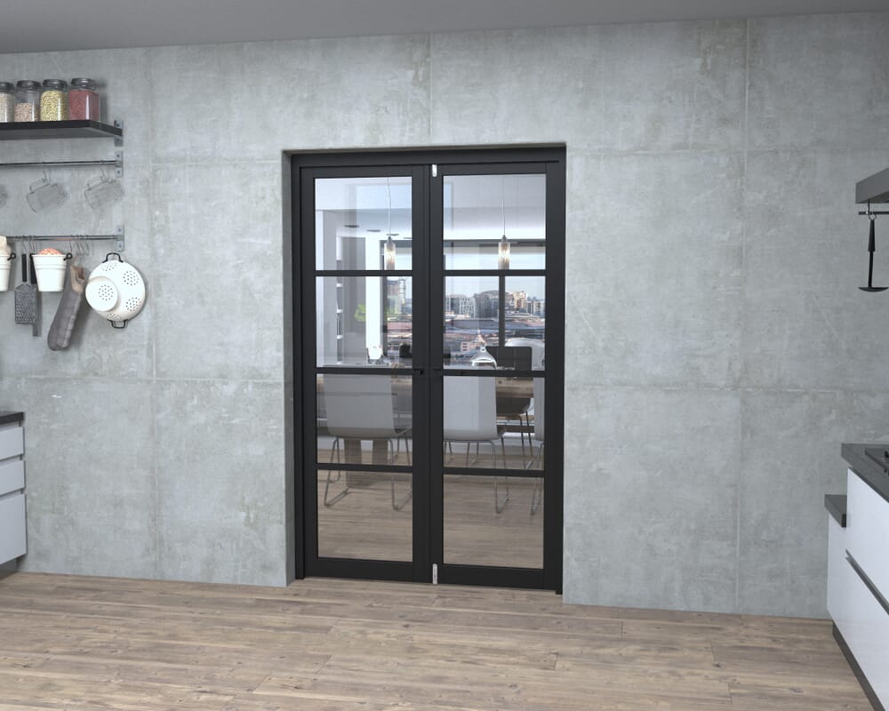 Black Kensington 4L Clear French Door Set 1276mm(W) x 2021mm(H)
