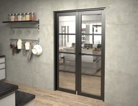 Black Kensington 4L Clear French Door Set 1276mm(W) x 2021mm(H)