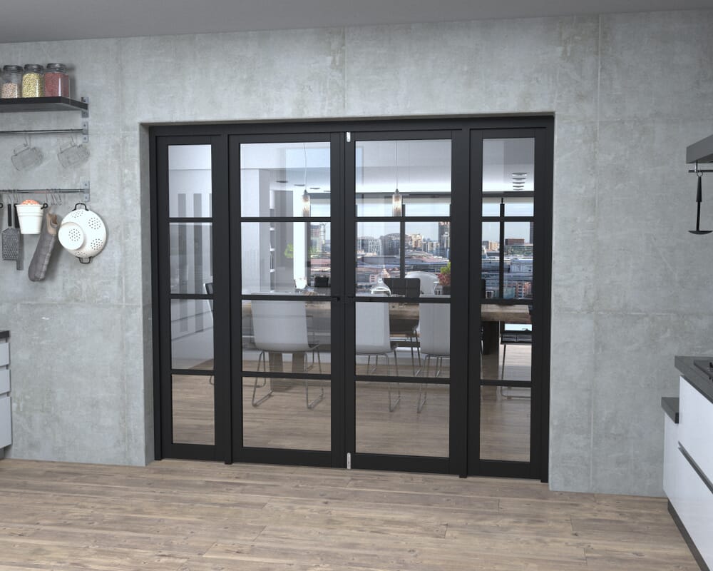 Black Kensington 4L Clear Glass Prefinished French Door Set 2304mm(W) x 2021mm(H)