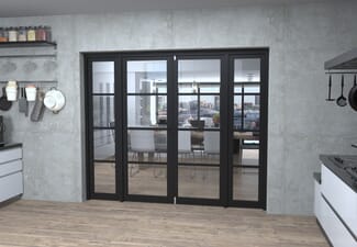 Black Kensington 4L Clear Glass Prefinished French Door Set 2380mm(W) x 2021mm(H)