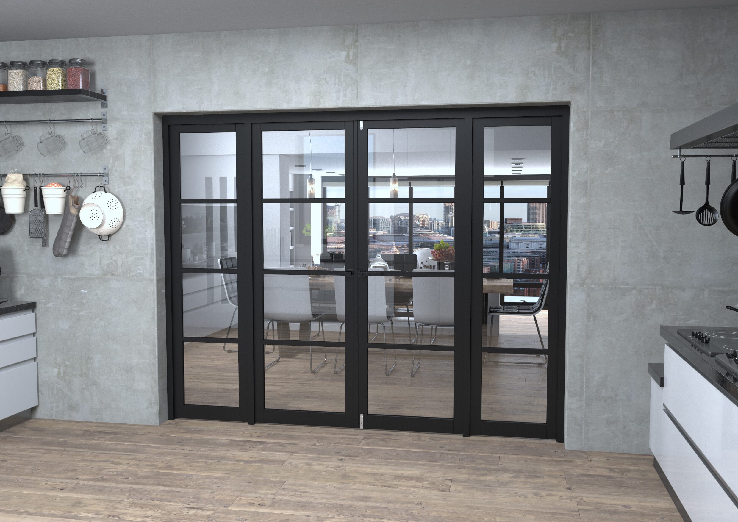 Black Kensington 4L Clear Glass Prefinished French Door Set 2532mm(W) x 2021mm(H)