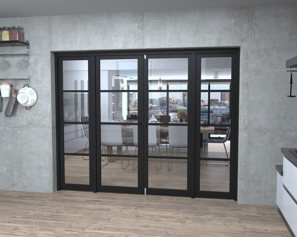 Black Kensington 4L Clear Glass Prefinished French Door Set 2532mm(W) x 2021mm(H)