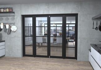 Black Kensington 4L Clear Glass Prefinished French Door Set 2532mm(W) x 2021mm(H)