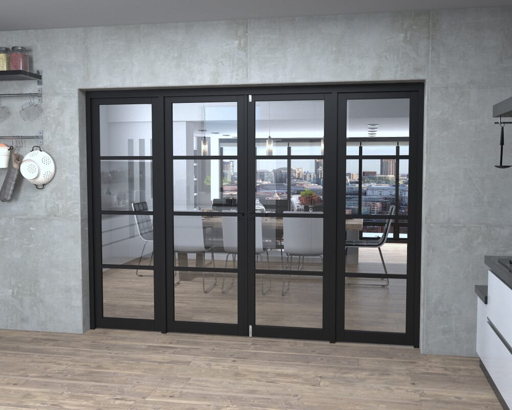 Black Kensington 4L Clear French Door Set 2686mm(W) x 2021mm(H)