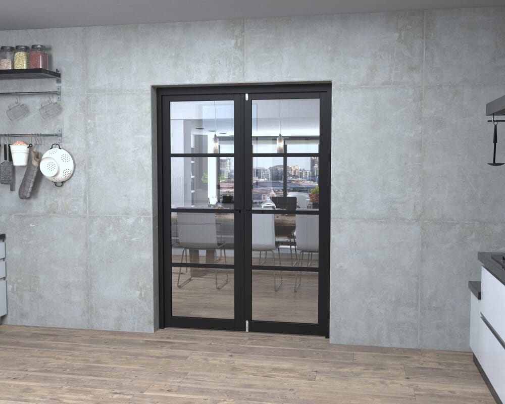 Black Kensington 4L Clear French Door Set 1428mm(W) x 2021mm(H)