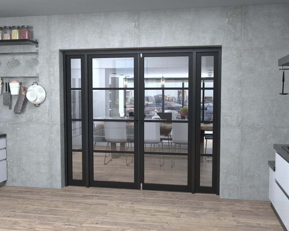 Black Kensington 4L Clear Glass Prefinished French Door Set 2228mm(W) x 2021mm(H)