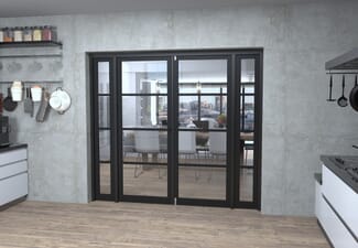 Black Kensington 4L Clear Glass Prefinished French Door Set 2228mm(W) x 2021mm(H)