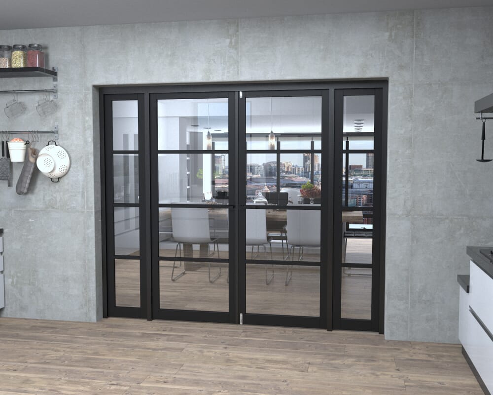 Black Kensington 4L Clear Glass Prefinished French Door Set 2228mm(W) x 2021mm(H)