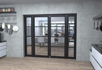 Black Kensington 4L Clear Glass Prefinished French Door Set 2228mm(W) x 2021mm(H)