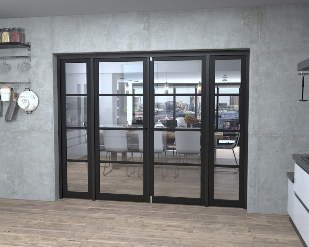 Black Kensington 4L Clear Glass Prefinished French Door Set 2532mm(W) x 2021mm(H)