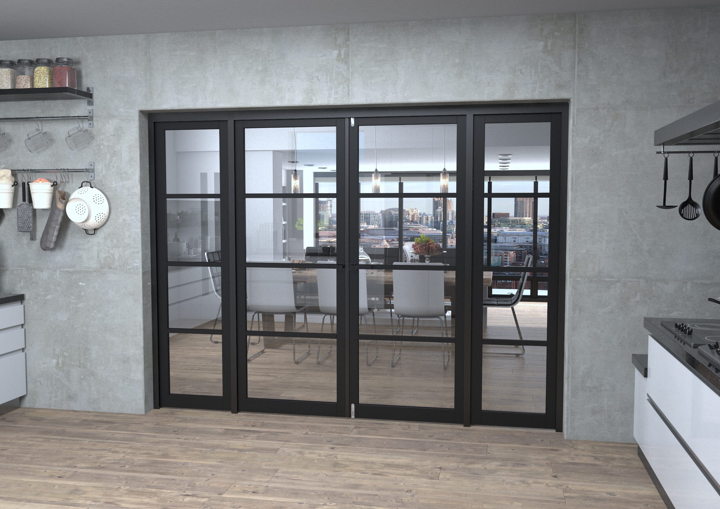 Black Kensington 4L Clear Glass Prefinished French Door Set 2684mm(W) x 2021mm(H)