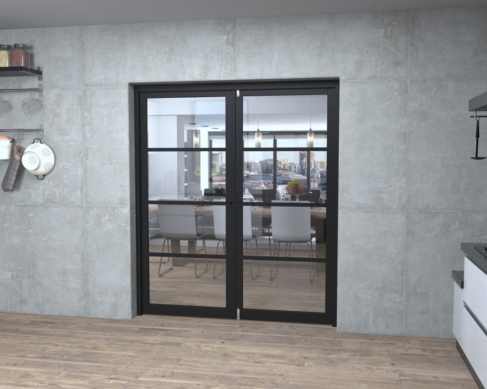 Black Kensington 4L Clear French Door Set 1734mm(W) x 2021mm(H)