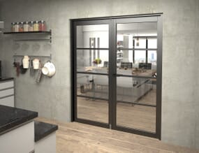 Black Kensington 4L Clear French Door Set 1734mm(W) x 2021mm(H)