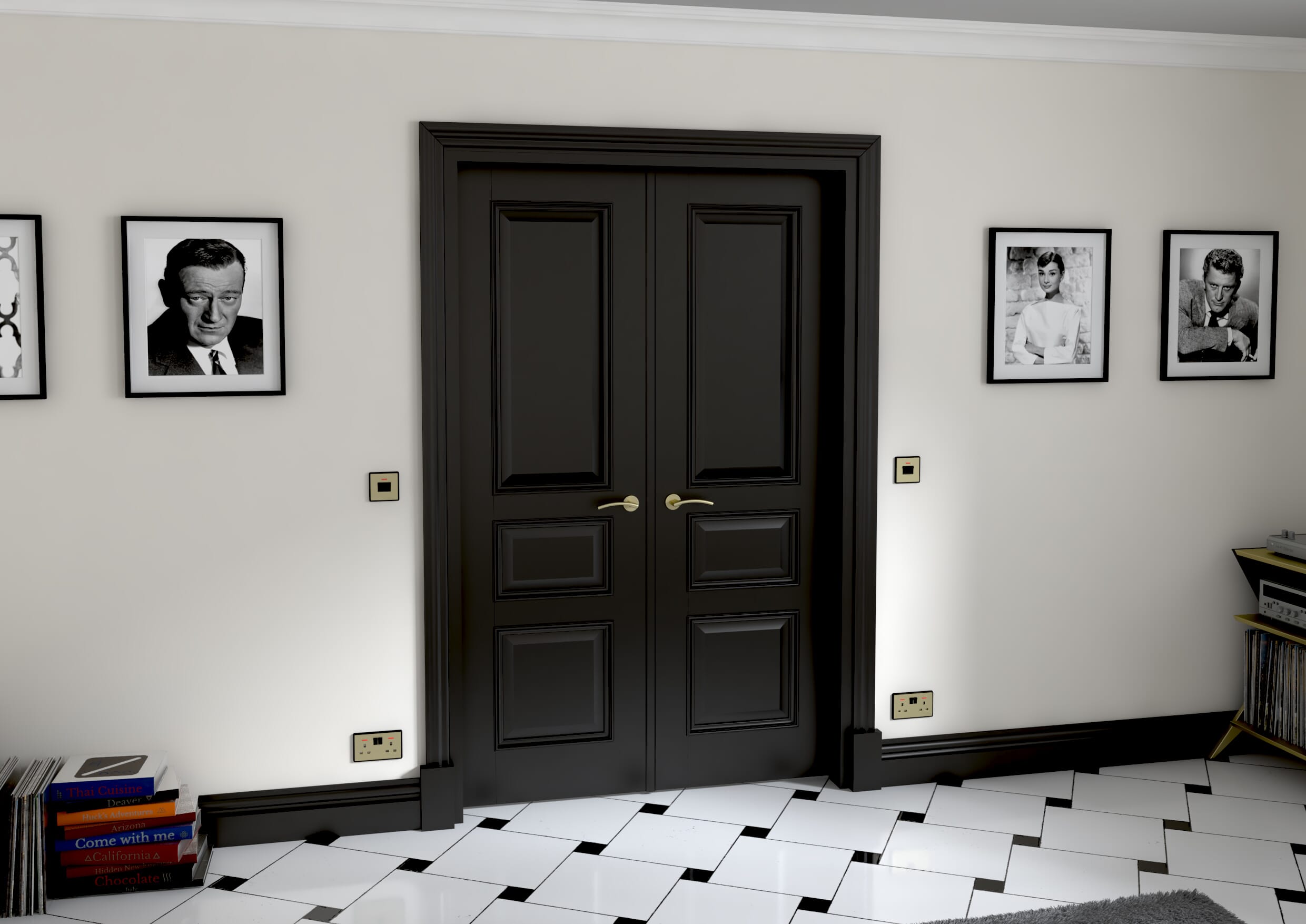 1276x2021x133mm Kent Black French Door Set