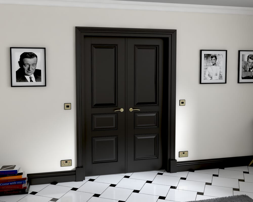 1276x2021x133mm Kent Black French Door Set