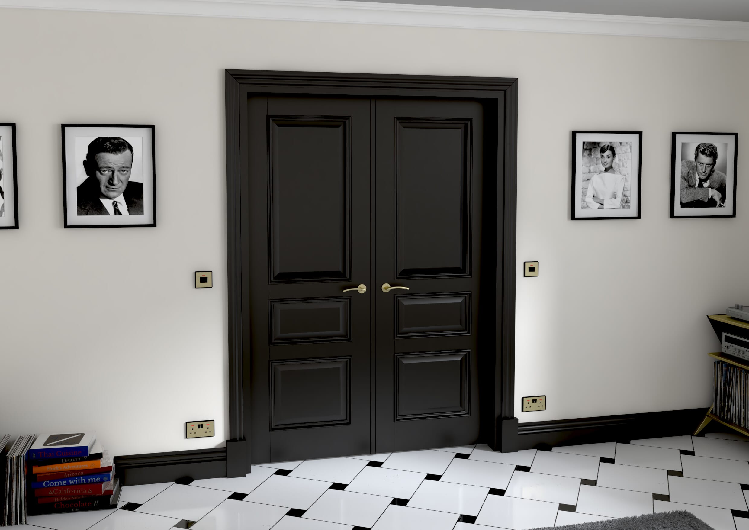 1426x2021x133mm Kent Black French Door Set