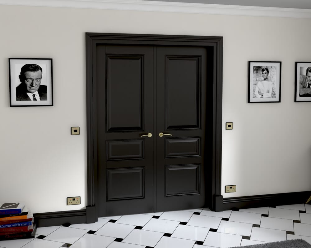 1426x2021x133mm Kent Black French Door Set