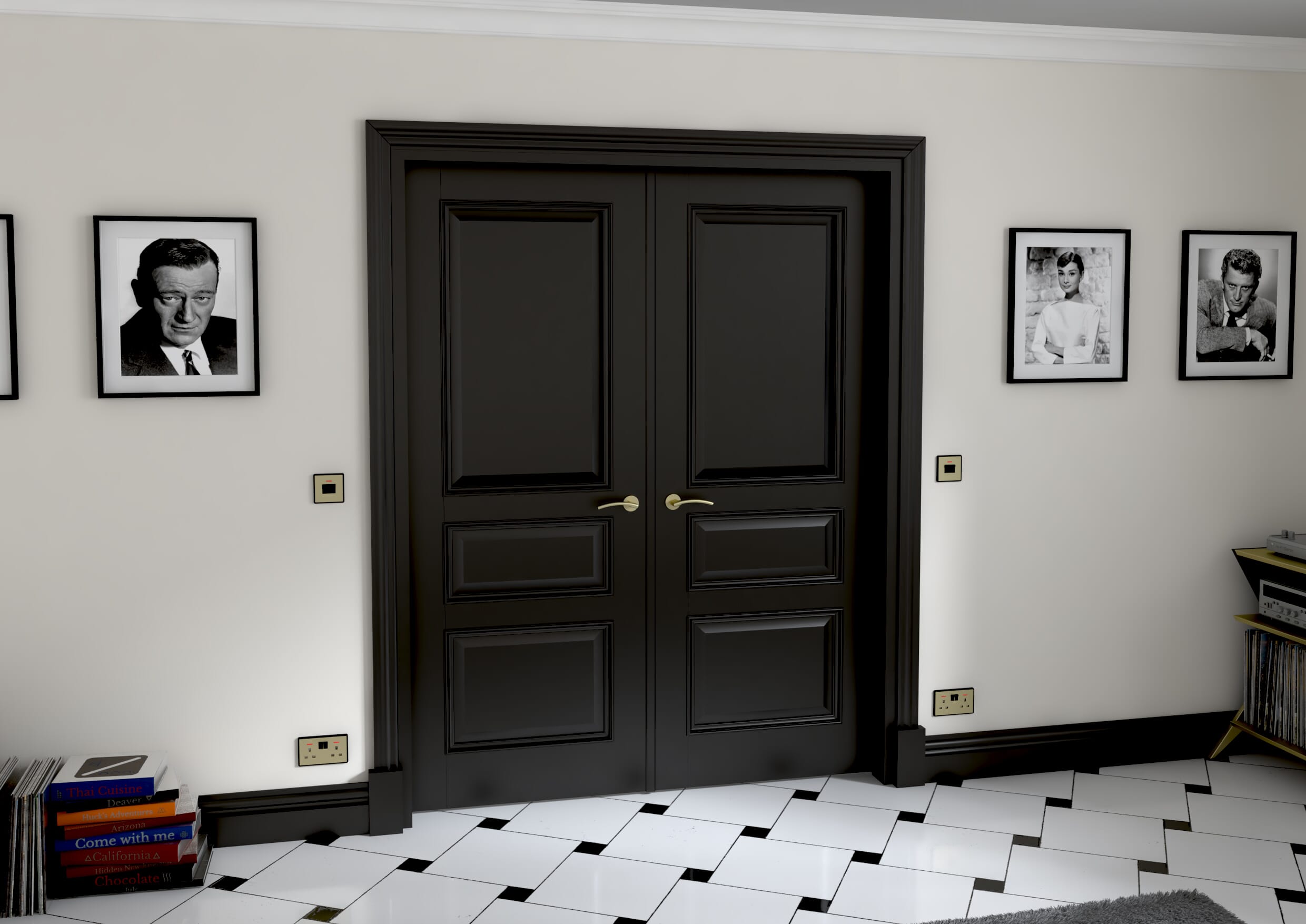 1580x2021x133mm Kent Black French Door Set
