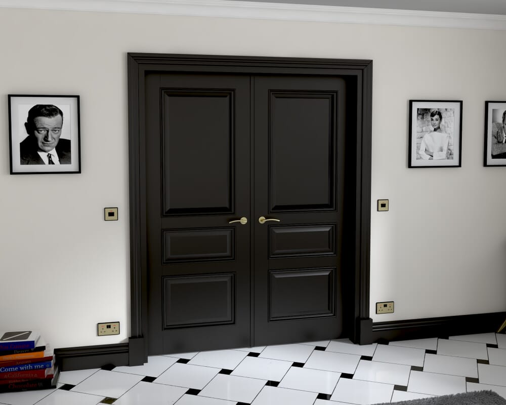 1580x2021x133mm Kent Black French Door Set