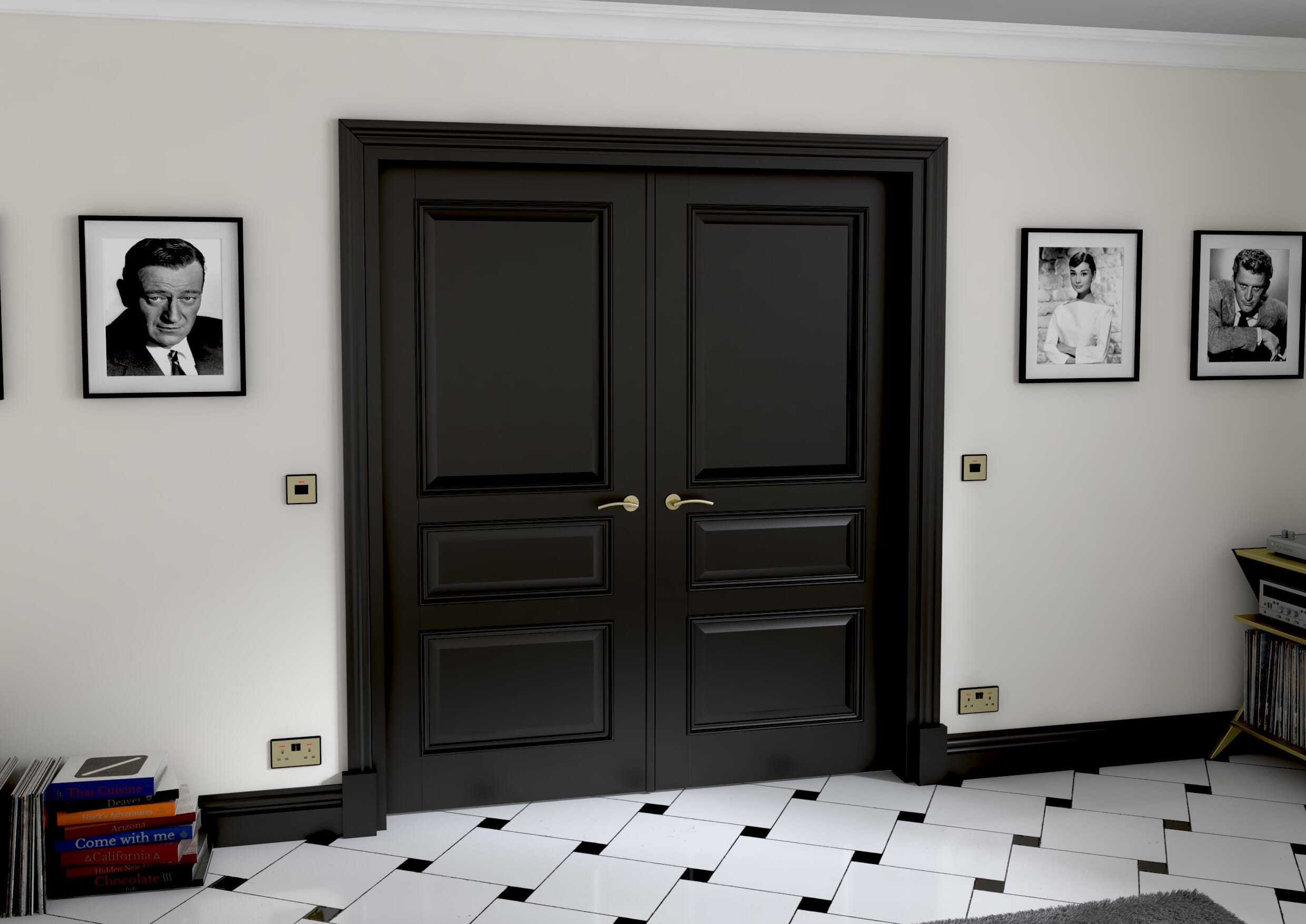1732x2021x133mm Kent Black French Door Set