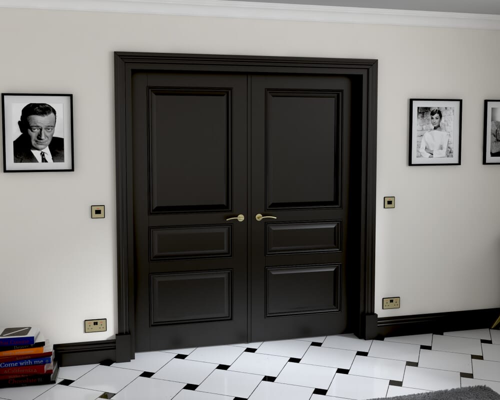 1732x2021x133mm Kent Black French Door Set
