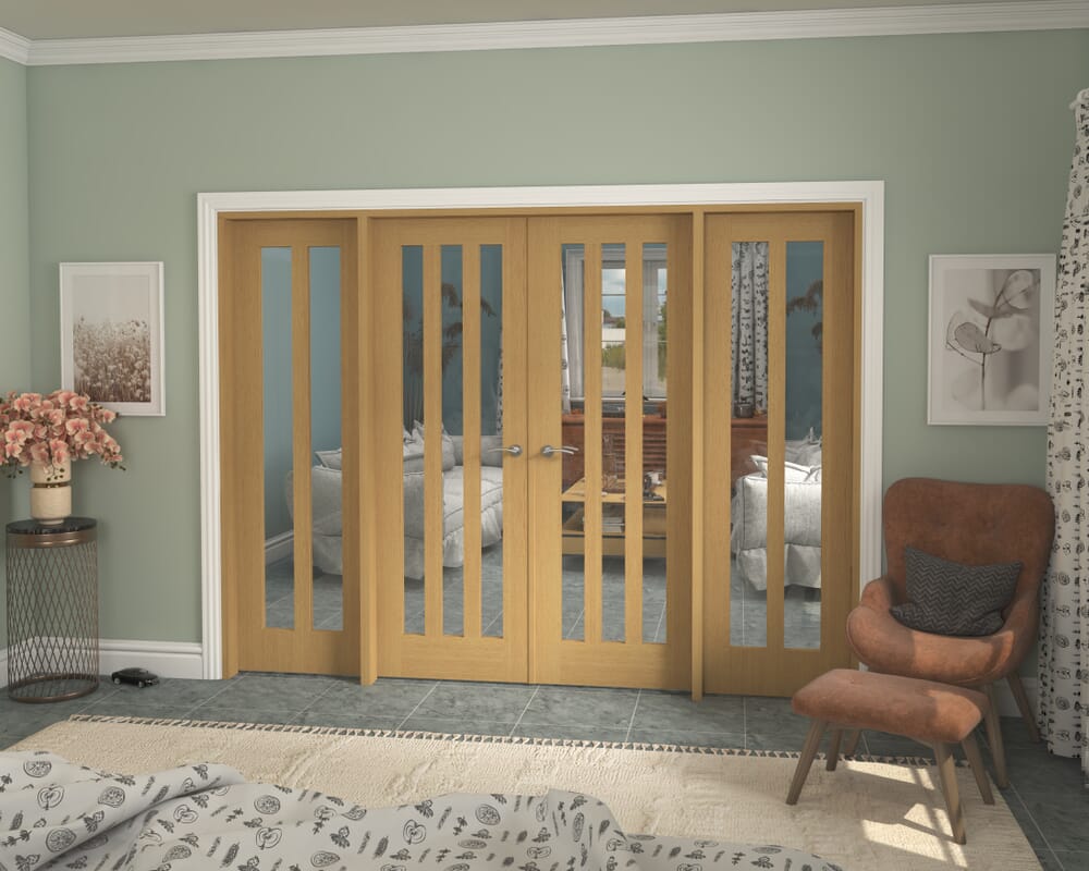 2684x2021x133mm Aston Oak Clear Glazed French Door Set