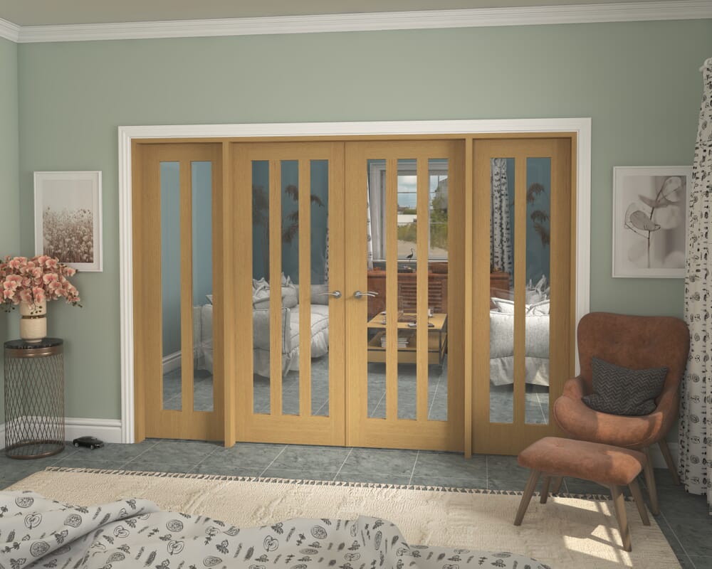 2836x2021x133mm Aston Oak Clear Glazed French Door Set