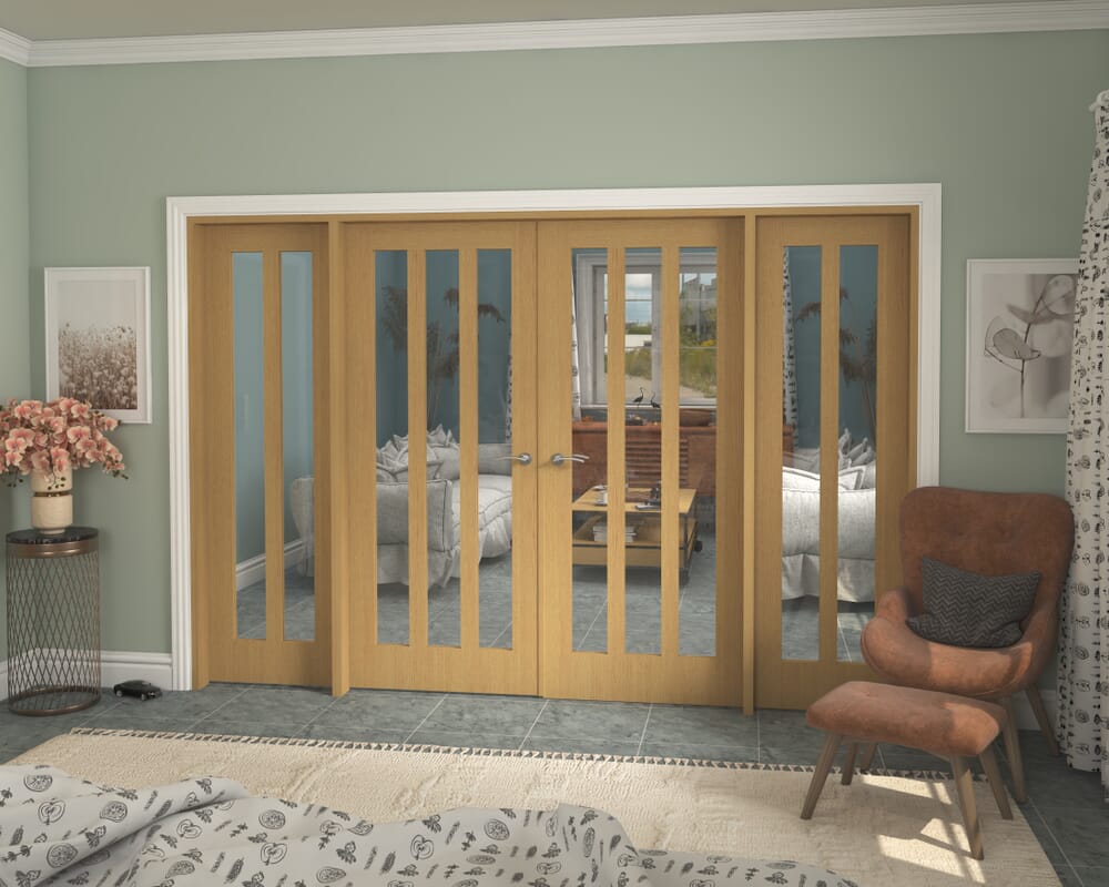 2988x2021x133mm Aston Oak Clear Glazed French Door Set