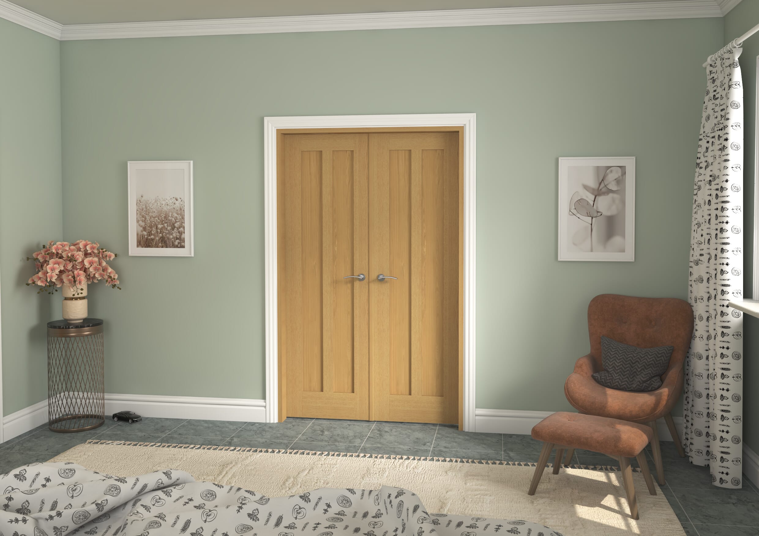 1276x2021x133mm Aston Oak French Door Set