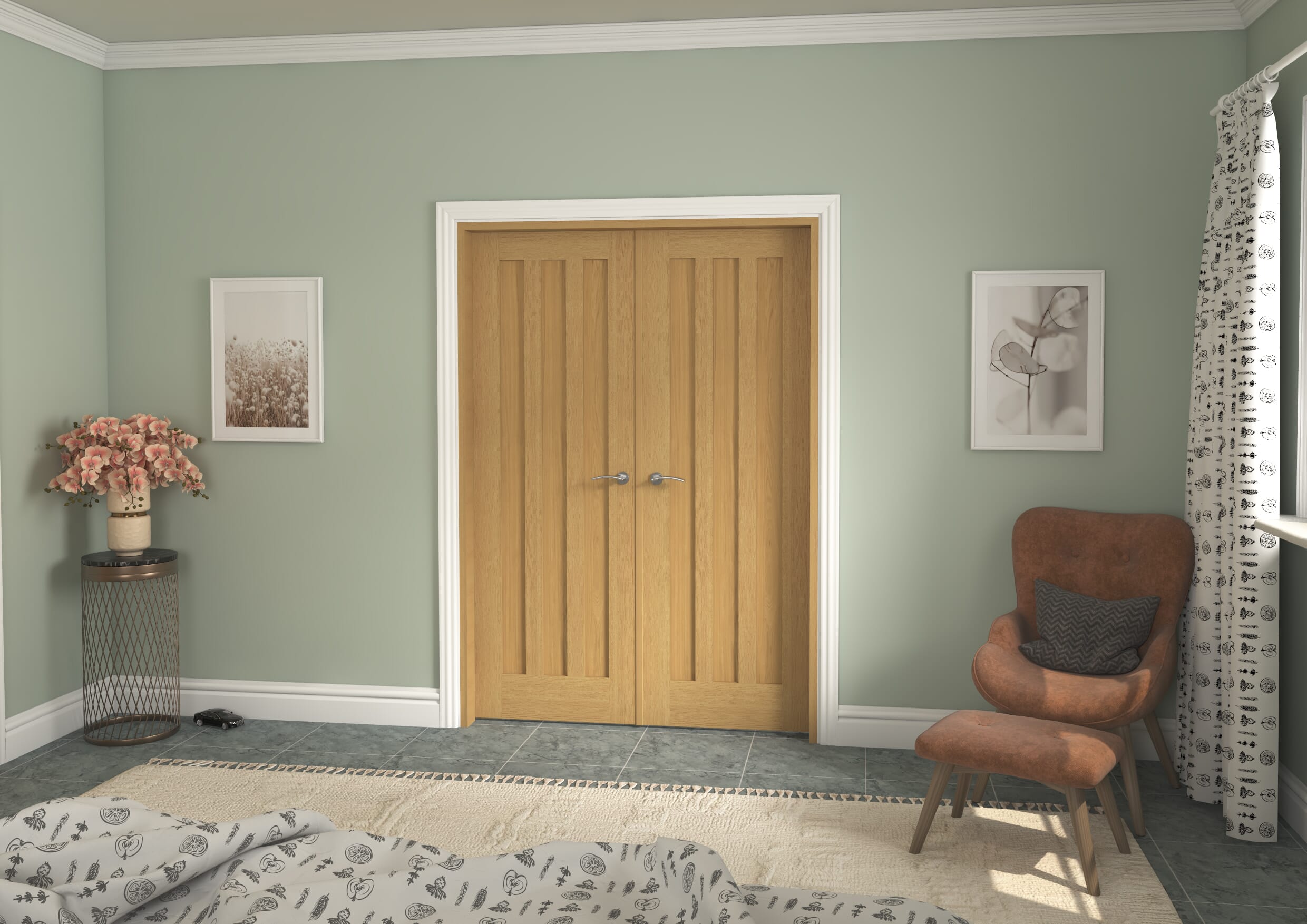 1426x2021x133mm Aston Oak French Door Set