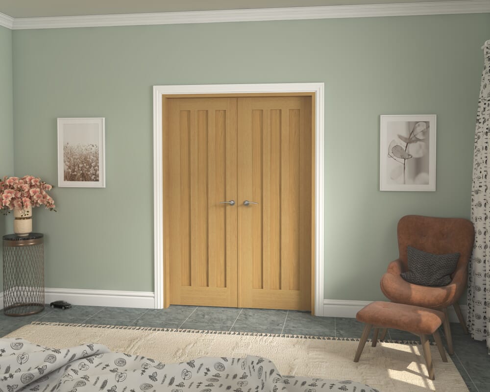 1426x2021x133mm Aston Oak French Door Set