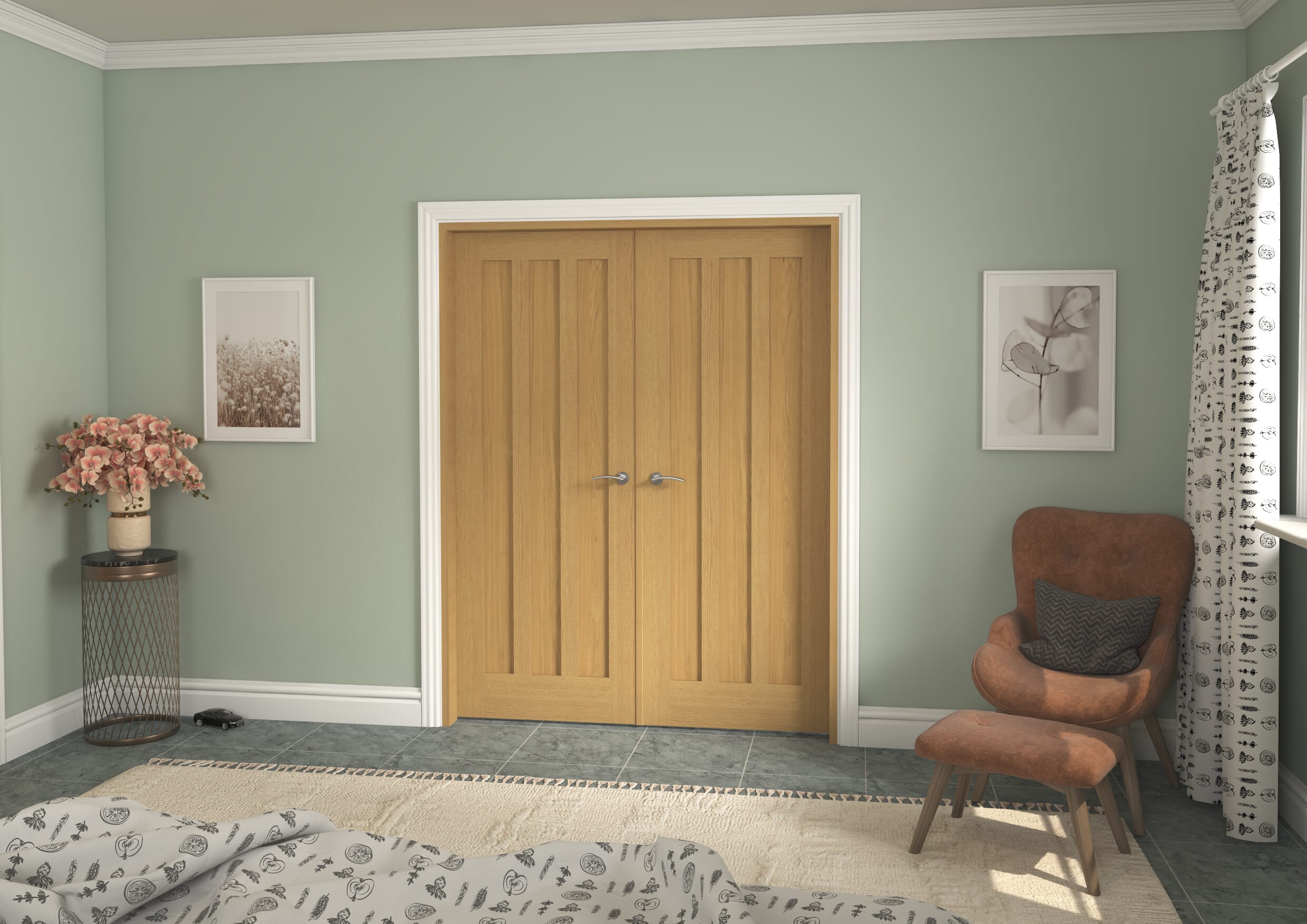 1580x2021x133mm Aston Oak French Door Set