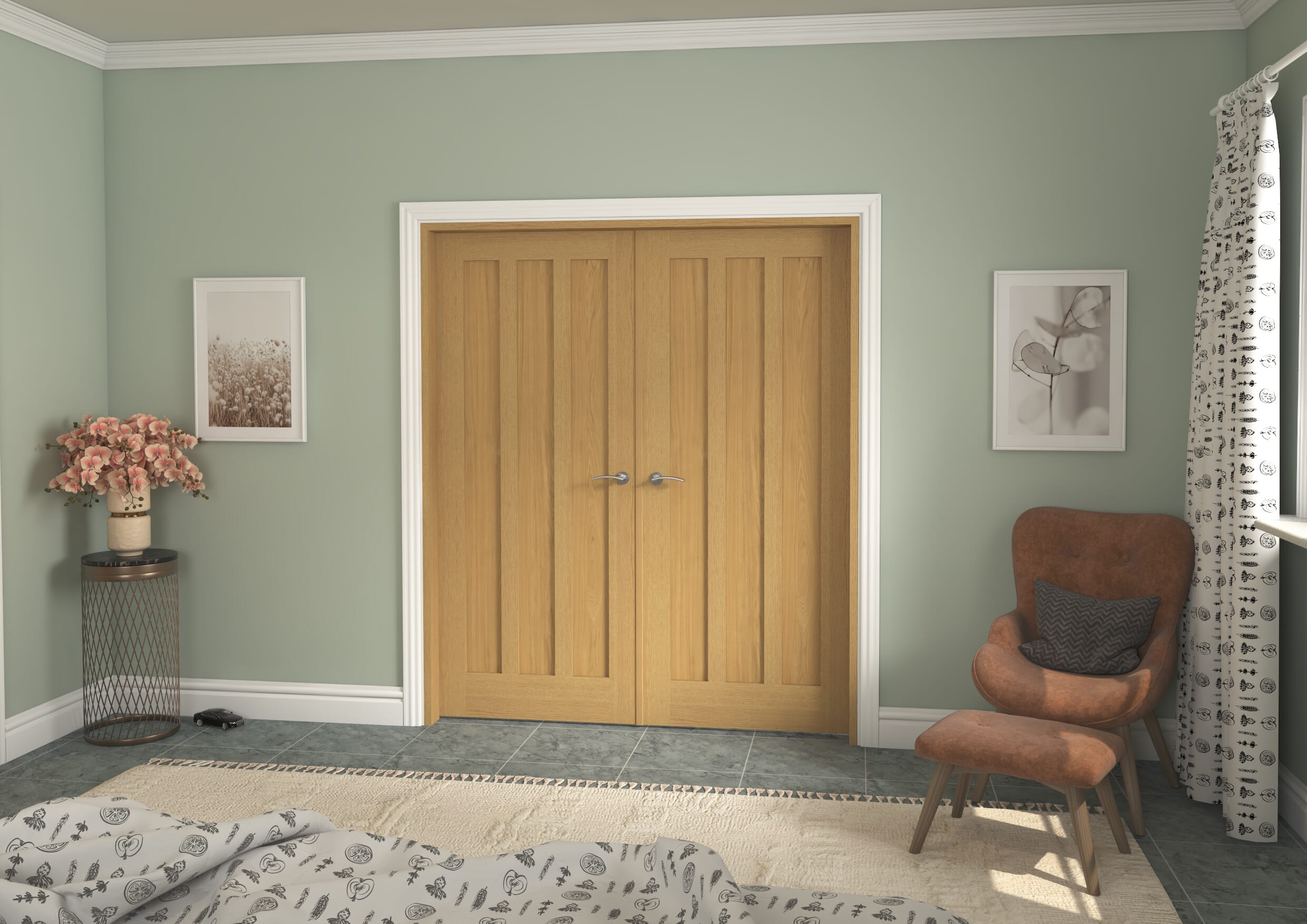 1732x2021x133mm Aston Oak French Door Set