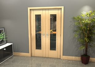 Oak Iseo P10 French Door Set 1276mm(w) X 2021mm(h) Image