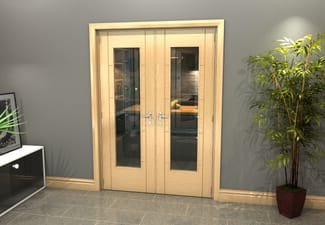 Oak Iseo P10 French Door Set 1426mm(W) x 2021mm(H)