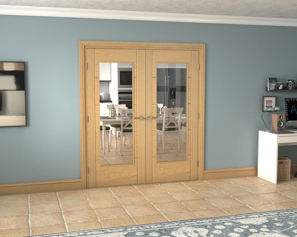 Oak Iseo P10 French Door Set 1732mm(W) x 2021mm(H)